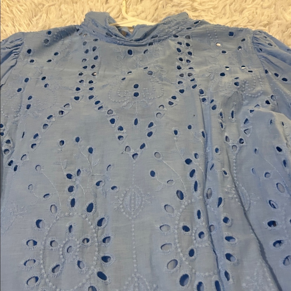 Blue Eyelet Blouse
